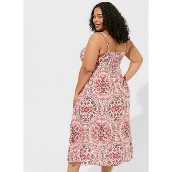Torrid Square Neck Boho Print Sundress Midi Length Size 10 - Picture 2 of 12